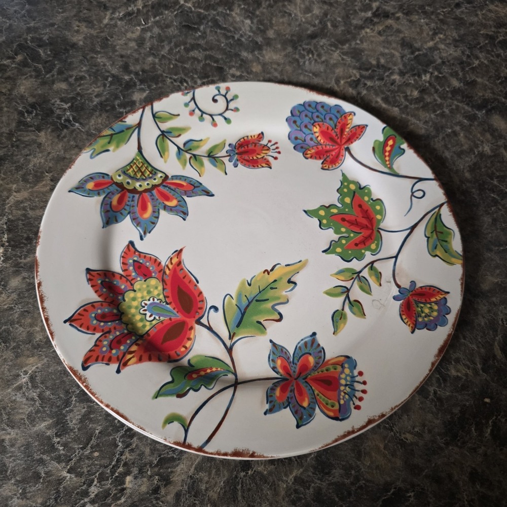 Pier 1 Dessert Salad Plate ELIZABETH Ironstone 8 5/8" Colorful Floral EUC - Picture 1 of 4